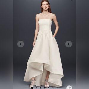 Davids bridal high low strapless wedding dress